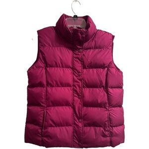 Faded Glory Winter Vest Womens Medium 8-10 Burgundy Puffer Vest Snap Zip Pockets
